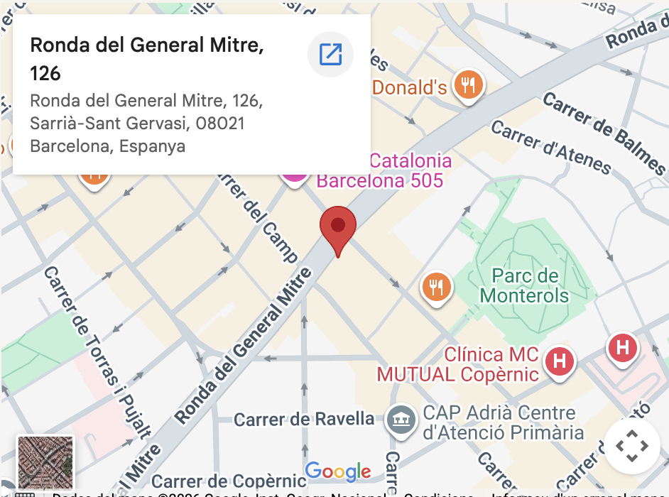 Mapa ubicació EPÓMENES — Ronda General Mitre 126, Barcelona
